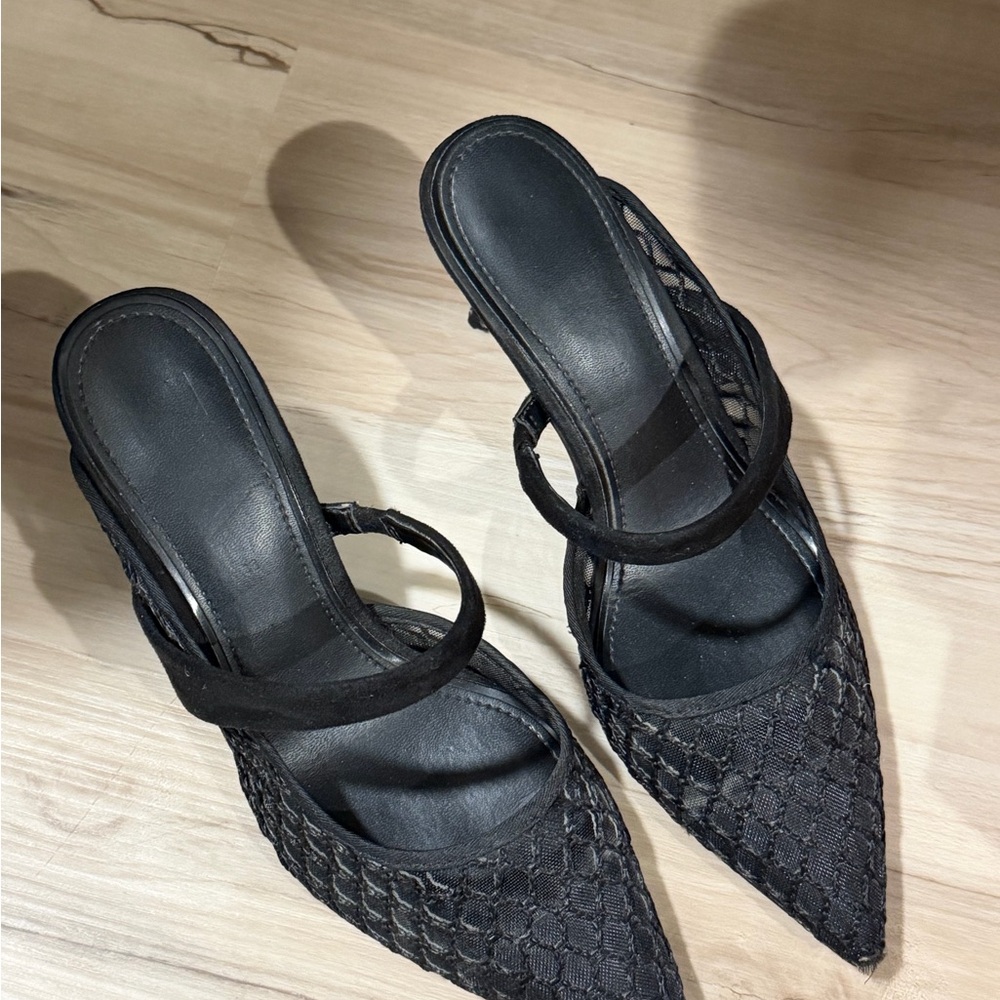 Zara Black Lace Heels